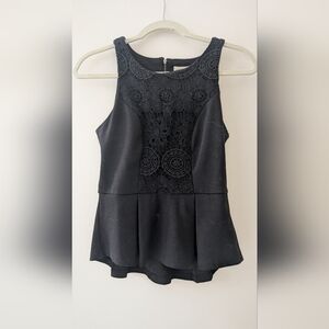 Staring at Stars Black Lace Peplum Tank